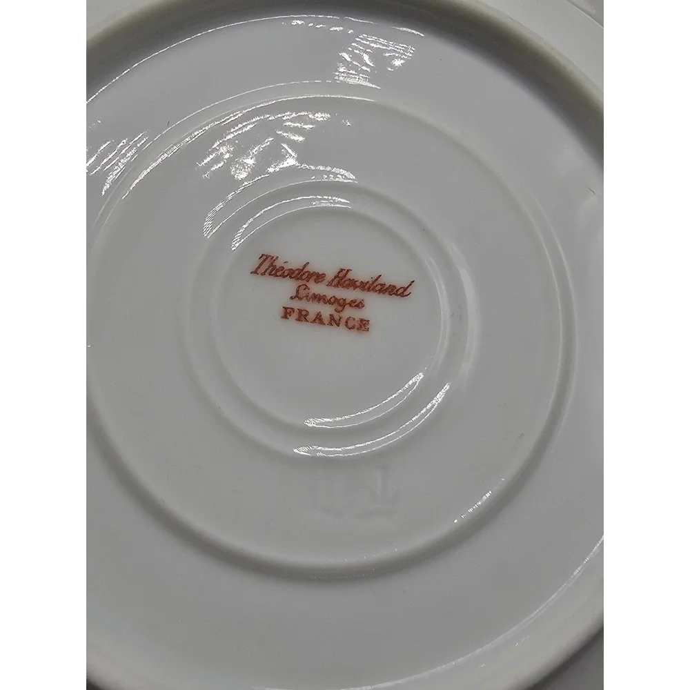 Haviland Limoges Tea‎ Cup Saucer Plates Schleiger 156f Gold Pink Roses Set Of 5